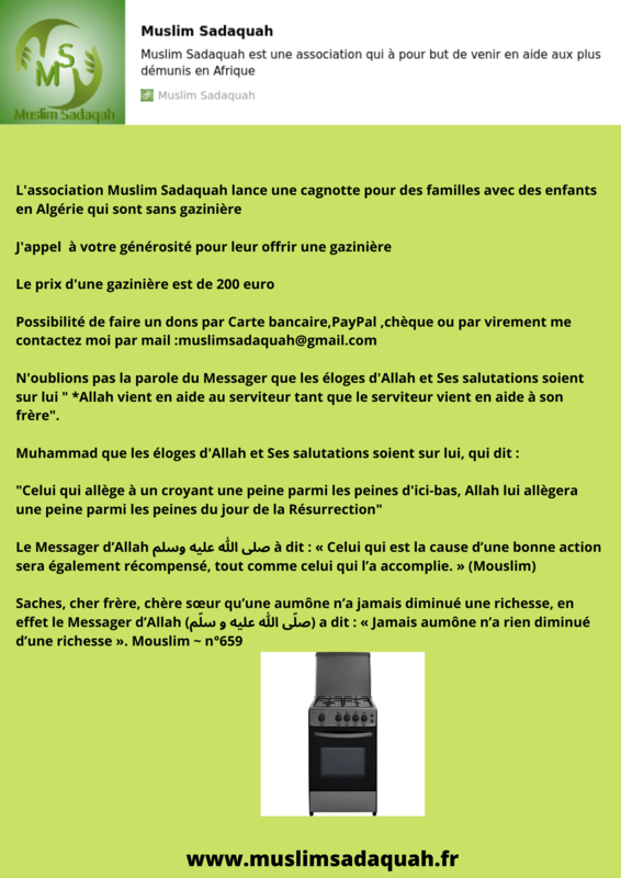 Offrir une gazinière à des familles démunis