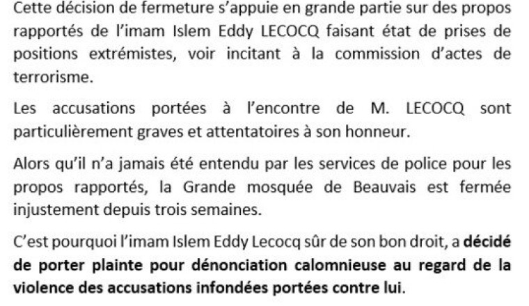 Soutien juridique à l'Imam Islem