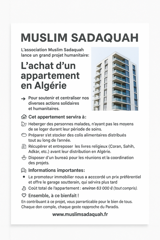 Aider-nous à acheter l'appartement solidaire