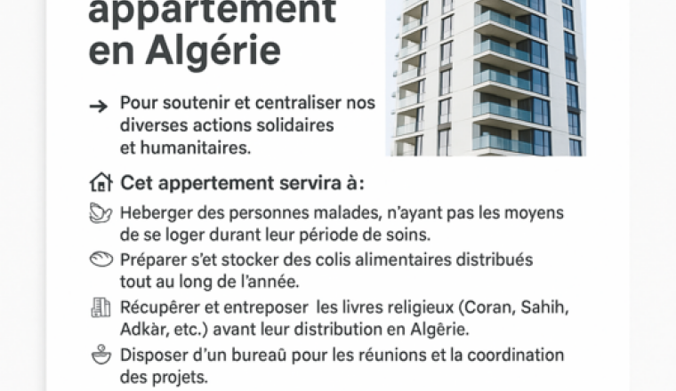 Aider-nous à acheter l'appartement solidaire