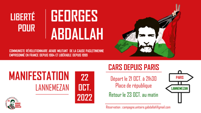 Un car pour Georges Abdallah ! Paris - Lannemezan