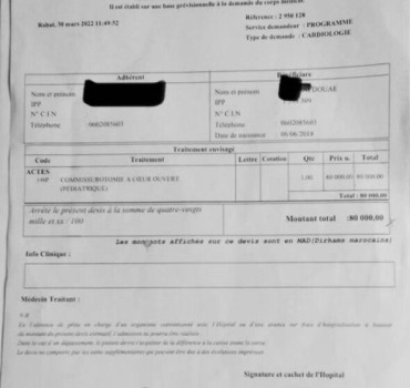 Aidons la petite Douae pour une opération du coeur
