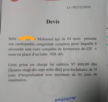 Urgence !!! opération du cœur pour un enfant