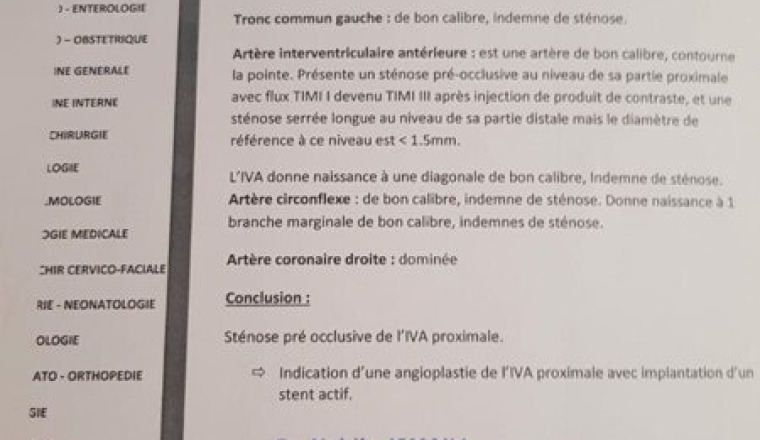 Frais pour pose de stent pour notre oncle Hassan