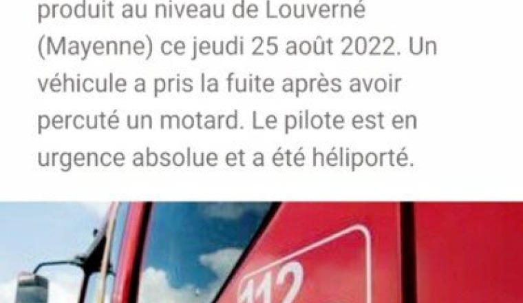 Motard percuté en réa chirurgicale (coma)
