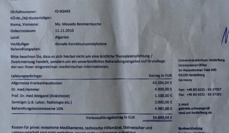 Opération pour une jeune fille de 11Ans