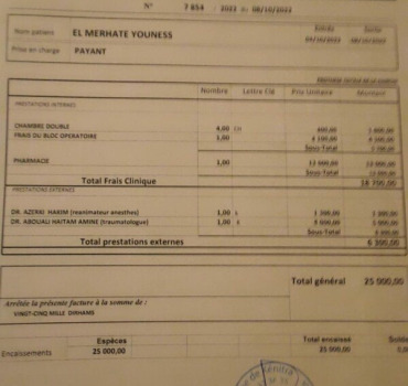 Aider ma tante a payer les factures de l'opération