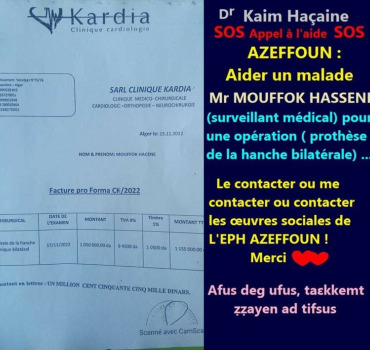 Tous ensemble pour notre frère Hassene