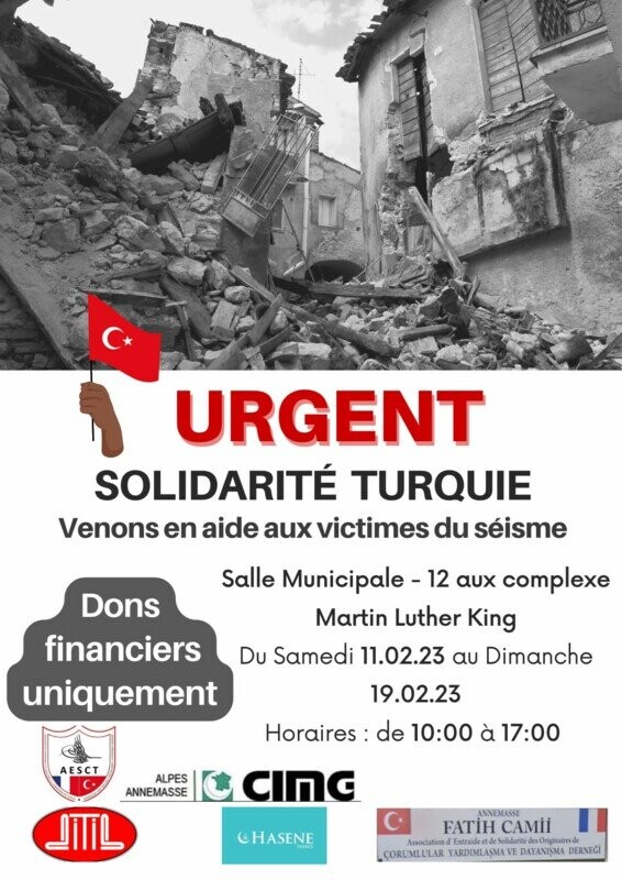 Collecte de dons ANNEMASSE pour séisme en TURQUIE