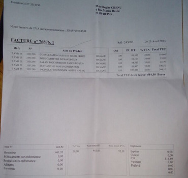 AIDE FACTURES VÉTÉRINAIRES
