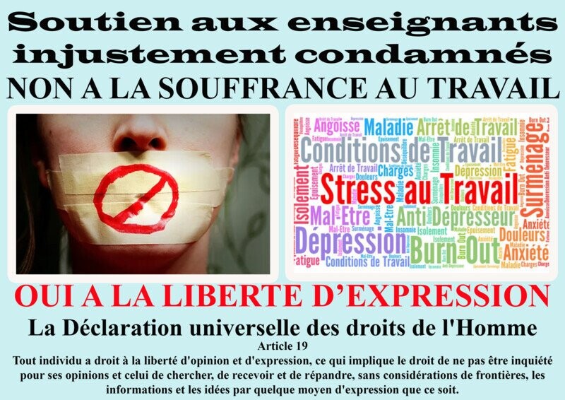 Soutien aux enseignants condamnés.