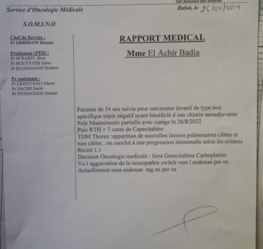 Pour Mme Badia atteinte d’un cancer des poumons
