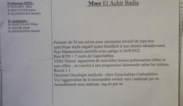 Pour Mme Badia atteinte d’un cancer des poumons
