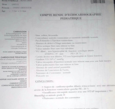 Traitement pour Ahmed Abdenour 5 ans et 11 mois