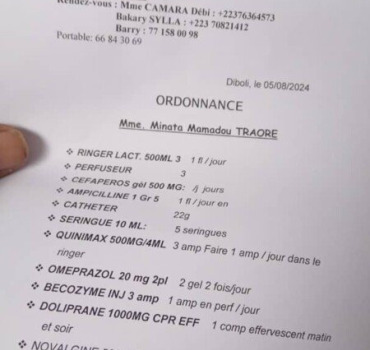 Traitement pour notre soeur a Diboly (MALI)