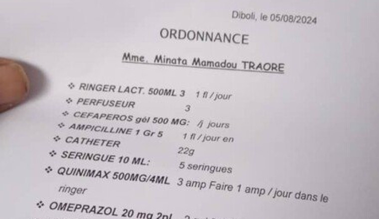 Traitement pour notre soeur a Diboly (MALI)