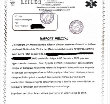 Sauvons un père de famille Malien malade