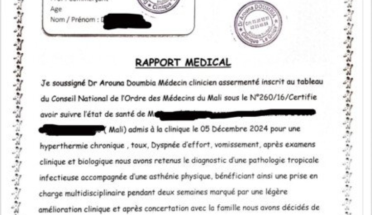 Sauvons un père de famille Malien malade