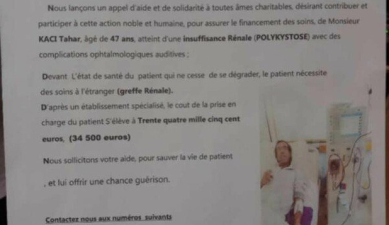 Aidons Tahar pour se soigner.