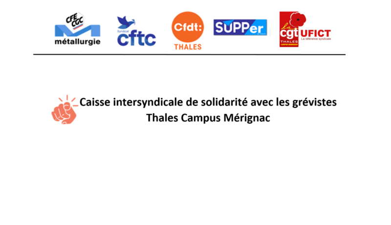Caisse de grève intersyndicale Thales Mérignac