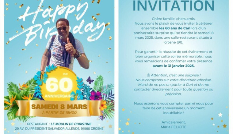 Anniversaire surprise 60ans CARL