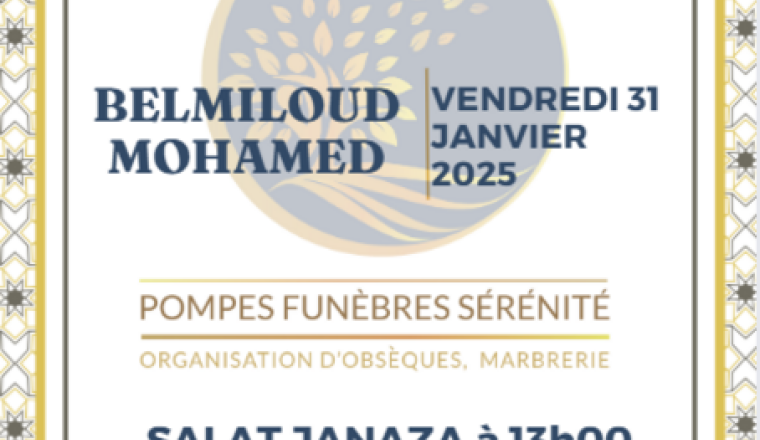 Décès BELMILOUD Mohamed