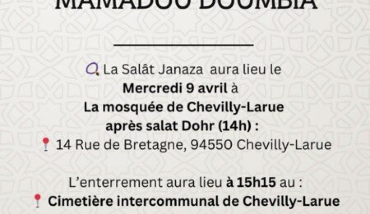 Décès de Mamadou (Mam) Doumbia