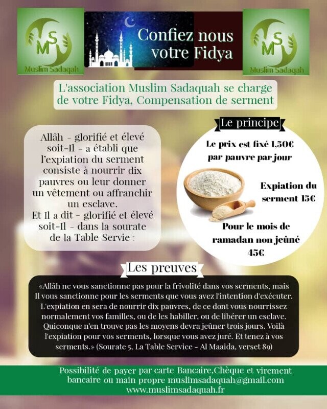 Confiiez-nous votre Fidya, Compensation