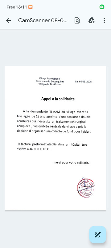 Image justificative de la cagnotte