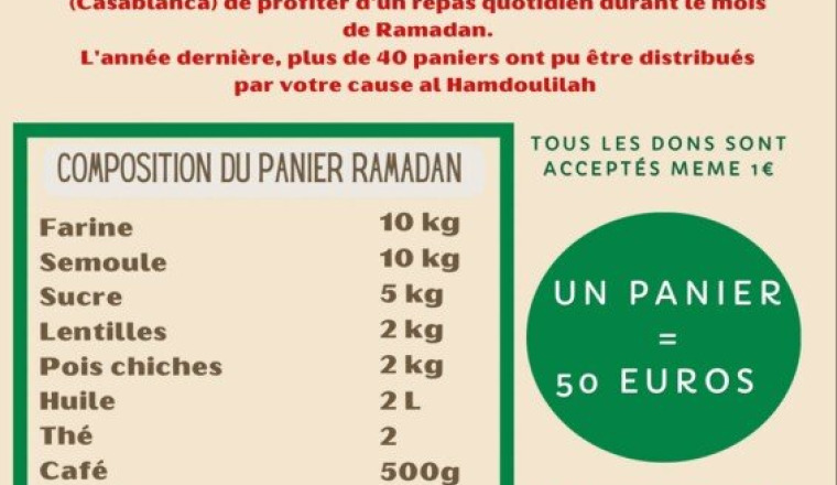 Récolte paniers Ramadan 2026 Maroc