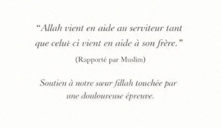 Soutien à notre sœur et ses enfants