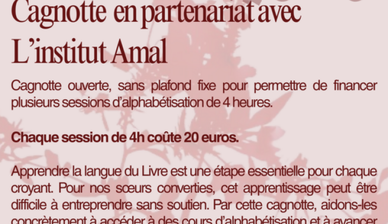 Cagnotte d'alphabétisation pour soeurs converties