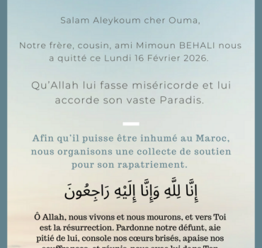 Rapatriement pour notre défunt frère Mimoun BEHALI
