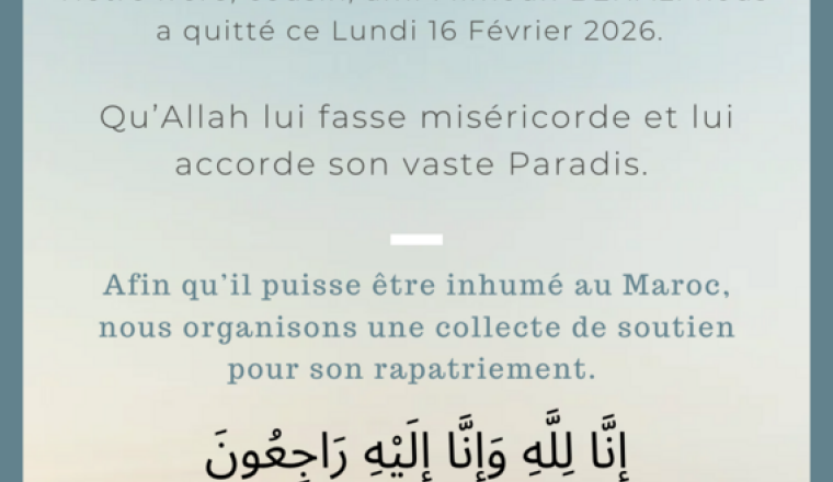 Rapatriement pour notre défunt frère Mimoun BEHALI