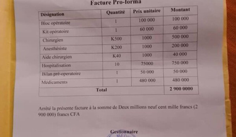 Hospitalisation de Mme BAH Dalla