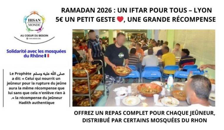 Un Iftar solidaire 5€ pour chaque jeûneur (Rhône)