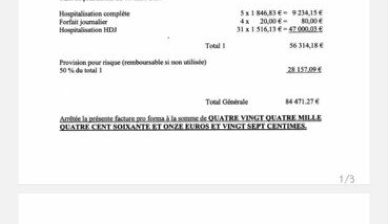 Les frais médicaux de Massi Ullah