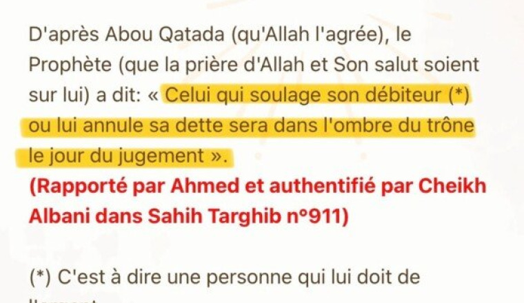 Aidons un frère à régler ses dettes