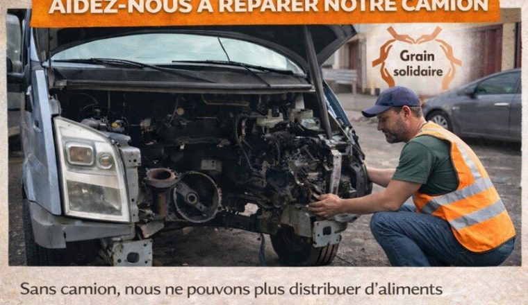 Réparation camion de l'association GRAIN SOLIDAIRE