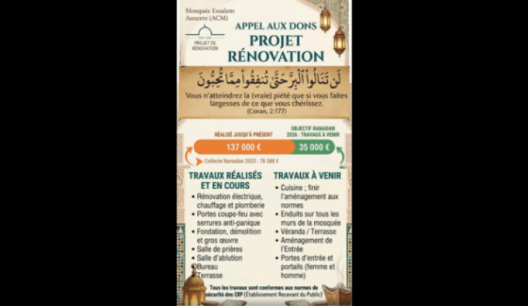 Appel de dons : fin des travaux