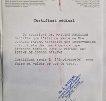 Aidons Fatim à retrouver la liberté de marcher
