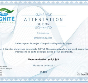 Sadaqa jariya Création d'un puits