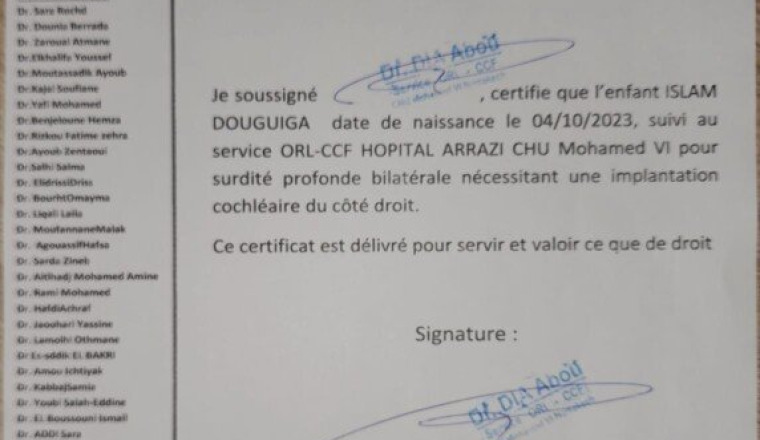 Opération pour une implantation cochléaire