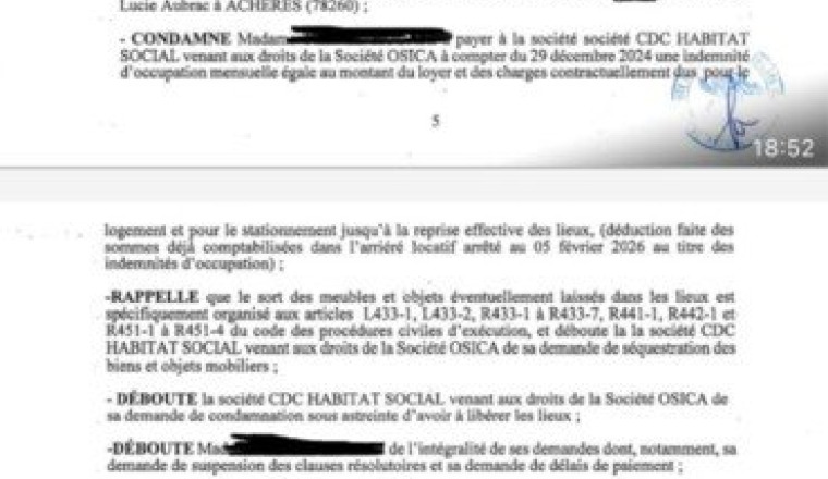 Femme procédure judiciaire expulsion